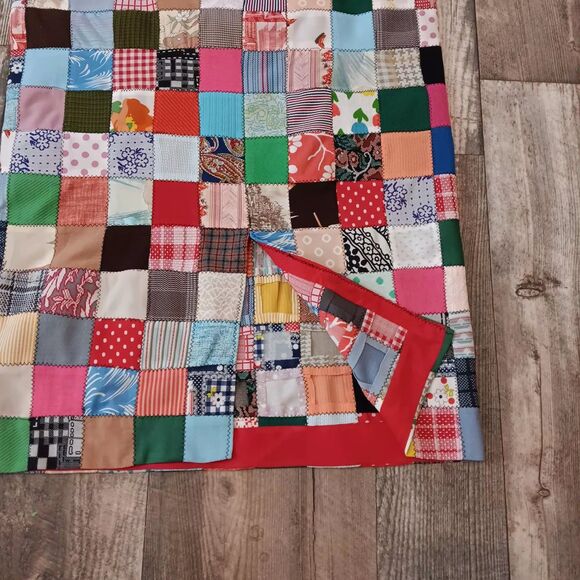 Vintage Handmade Granny Quilt Square Maxi Skirt Cottage Core Boho 29"Waist Sz M - Picture 4 of 8